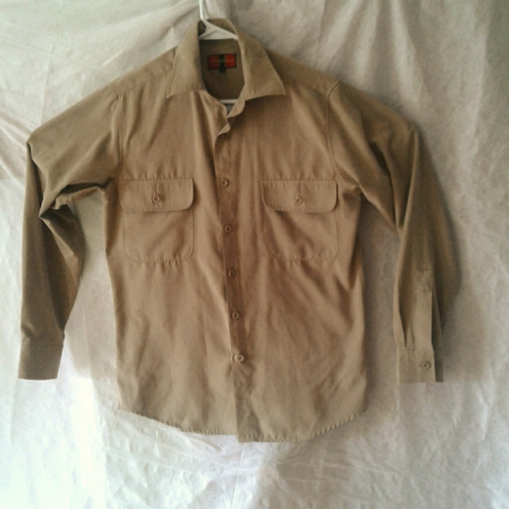 Men's S faux suede long sleeve shirt button up